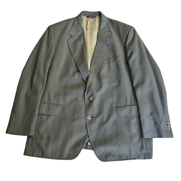 L.L.BEAN Men Vtg 90s Preppy English Countryside Grandpa Classic Plaid Blazer 46R - Picture 1 of 11